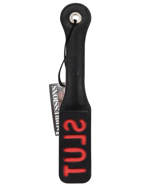 product image, Sportsheets 12" Leather Slut Impression Paddle - SEXYEONE