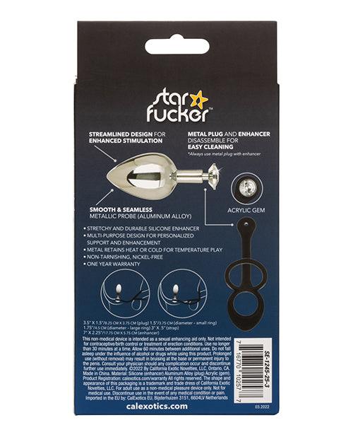 image of product,Star Fucker Xl Teardrop Gem Plug W-silicone Enhancer - Black - SEXYEONE