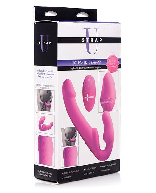 product image, Strap U Evoke Ergo Fit Strapless Strap On Dildo W-remote - Pink - SEXYEONE