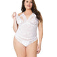 Stretch & Scallop Lace Crotchless Teddy White Os-xl - SEXYEONE