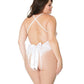 Stretch & Scallop Lace Crotchless Teddy White Os-xl - SEXYEONE