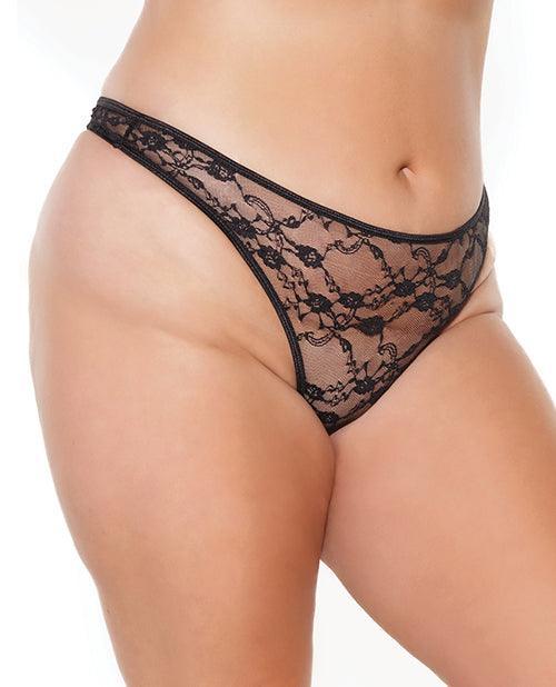 product image, Stretch Lace High Leg Thong Black Os/xl - SEXYEONE