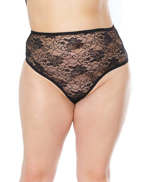 product image, Stretch Lace High Waist Thong Black Os-xl - SEXYEONE