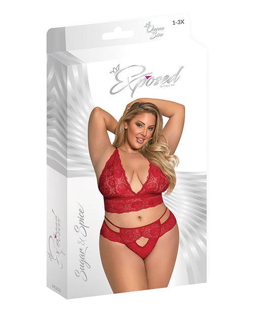 image of product,Sugar & Spice Bra & Panty Red Qn - SEXYEONE