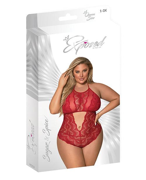 image of product,Sugar & Spice Teddy W-snap Crotch Red Qn - SEXYEONE