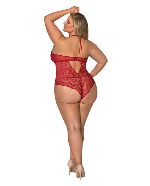 image of product,Sugar & Spice Teddy W-snap Crotch Red Qn - SEXYEONE