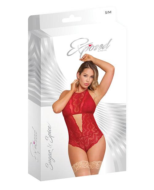 image of product,Sugar & Spice Teddy W/snap Crotch Red - SEXYEONE