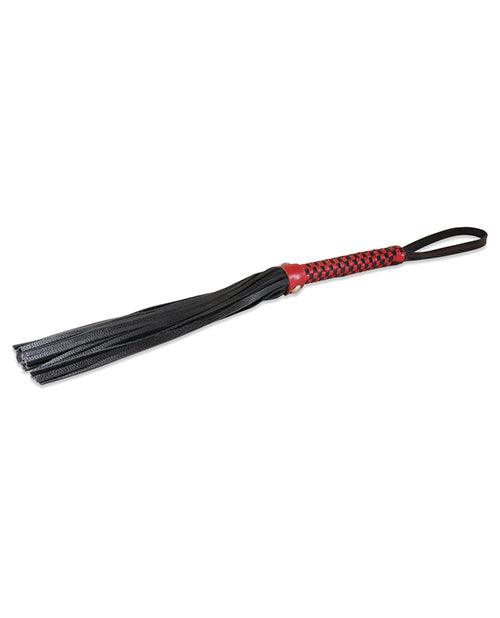 product image, Sultra 16" Lambskin Flogger Classic Weave Grip - Black w/Red Woven Handle - SEXYEONE
