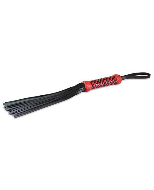 product image, Sultra 16" Lambskin Twisted Grip Flogger - Black W-red Woven Handle - SEXYEONE