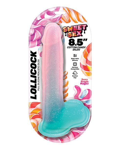 image of product,Sweet Sex 8.5" Lollicock Cotton Candy Dildo - Multi Color - {{ SEXYEONE }}
