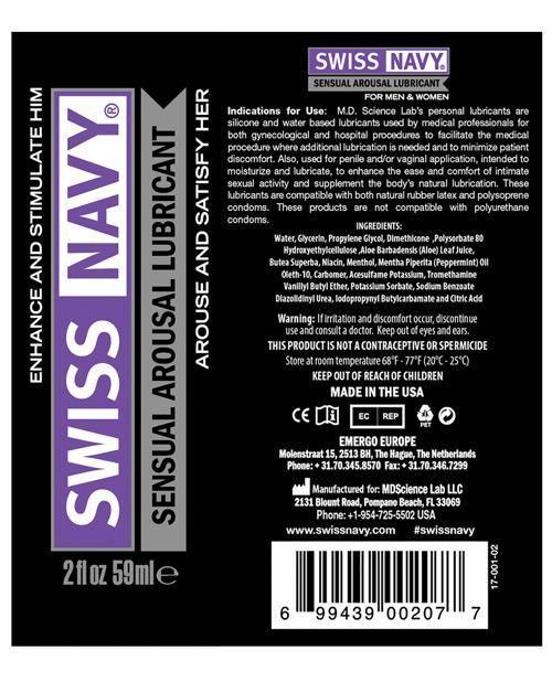 image of product,Swiss Navy Sensual Arousal Lubricant - 2 Oz - SEXYEONE