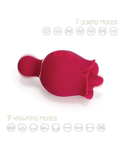 image of product,Sylvia Tongue Licking Rose Vibrator - Red - SEXYEONE