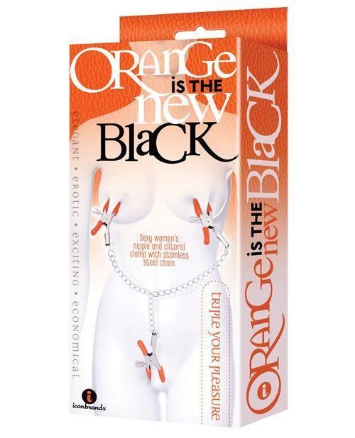 product image, The 9's Orange Is The New Black Triple Your Pleasure Clamps & Chain - SEXYEONE