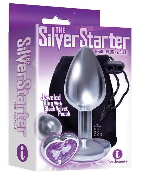 image of product,The 9's The Silver Starter Bejeweled Heart Stainless Steel Plug - SEXYEONE