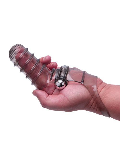 image of product,The 9's Vibrofinger Ribbed Finger Massager - Grey - SEXYEONE