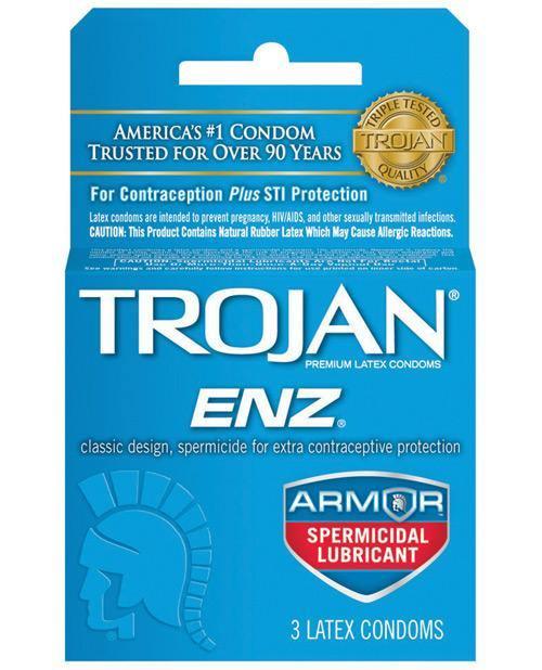 product image, Trojan Enz Spermicidal Lubricated Condoms - Box Of 3 - SEXYEONE