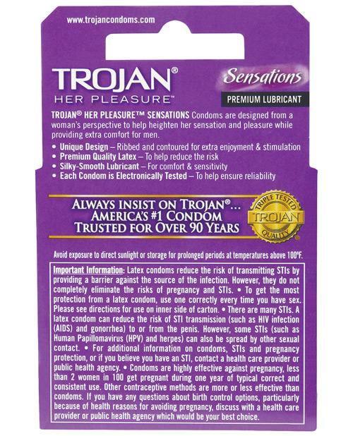 image of product,Trojan Her Pleasure Condoms - Box Of 3 - SEXYEONE