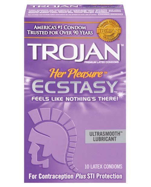 product image, Trojan Her Pleasure Ecstasy Condoms - Box Of 10 - SEXYEONE
