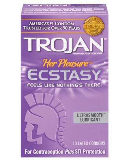Trojan Her Pleasure Ecstasy Condoms - Box Of 10 - SEXYEONE