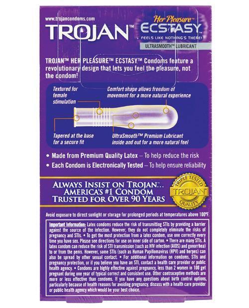 image of product,Trojan Her Pleasure Ecstasy Condoms - Box Of 10 - SEXYEONE
