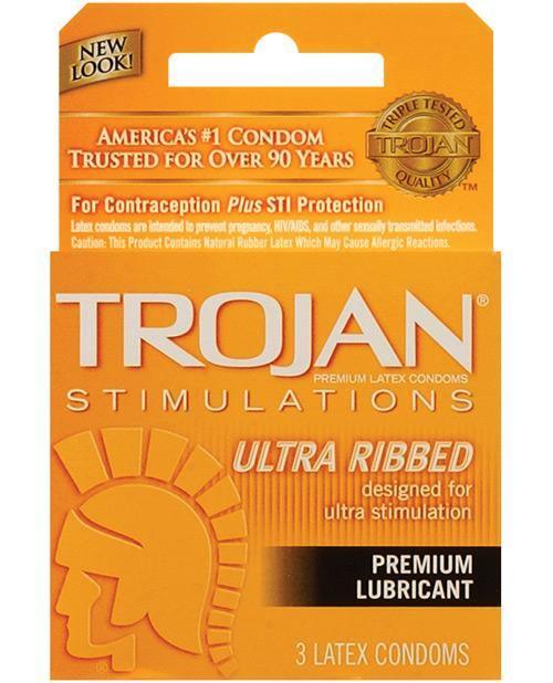product image, Trojan Ribbed Condoms - Box Of 3 - SEXYEONE
