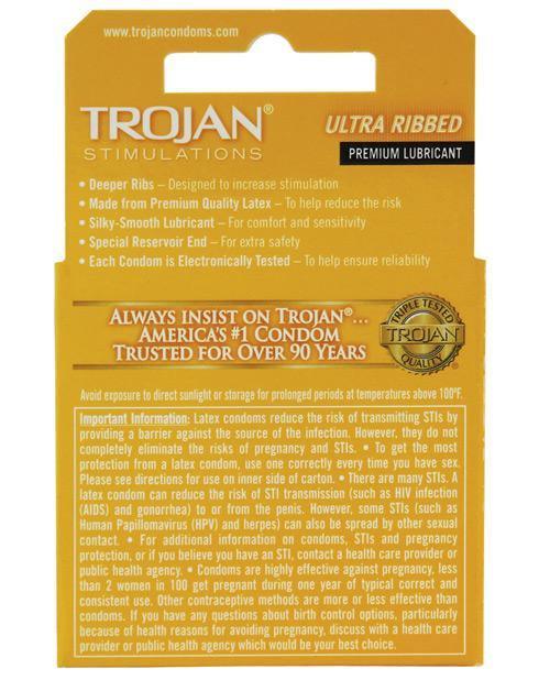 image of product,Trojan Ribbed Condoms - Box Of 3 - SEXYEONE