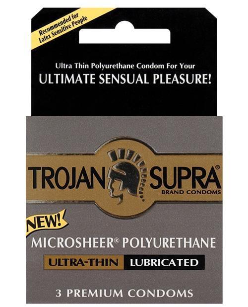 product image, Trojan Supra Ultra-thin Polyurethane Condoms - Box Of 3 - SEXYEONE