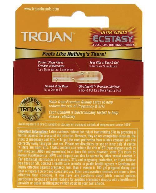image of product,Trojan Ultra Ribbed Ecstasy Condoms - Box Of 3 - SEXYEONE