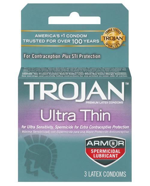 product image, Trojan Ultra Thin Armor Spermicidal - Box Of 3 - SEXYEONE