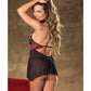 Two Tone Stretch Lace Shelf Cup Babydoll & G-string Red/black - SEXYEONE