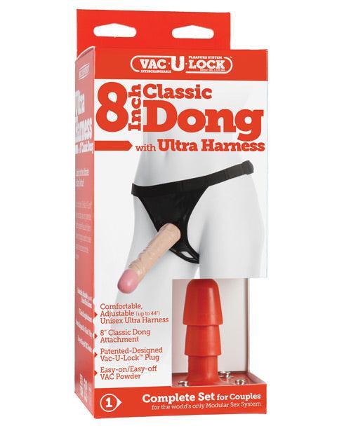 product image, Ultra Harness 2 Set W-8" Dong & Powder - Flesh - SEXYEONE