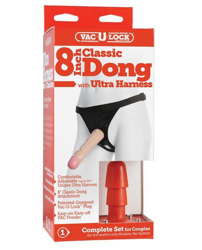 Ultra Harness 2 Set W-8" Dong & Powder - Flesh - SEXYEONE