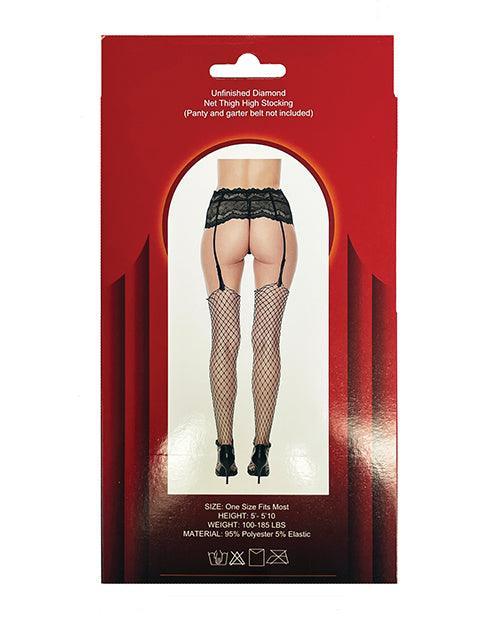image of product,Unfinished Diamond Net Thigh High Black O-s - SEXYEONE
