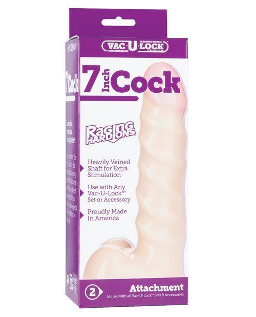 product image, Vac-u-lock 7" Raging Hard On Realistic Cock - White - SEXYEONE
