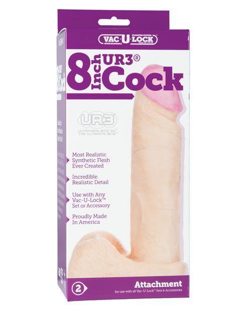 product image, Vac-u-lock 8" Ultraskyn Cock & Balls Attch. - White - SEXYEONE