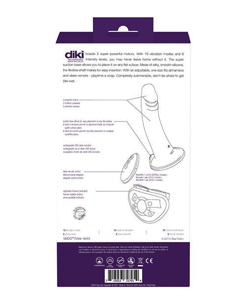 image of product,Vedo Diki Rechargeable Vibrating Dildo W-harness - Deep Purple - SEXYEONE