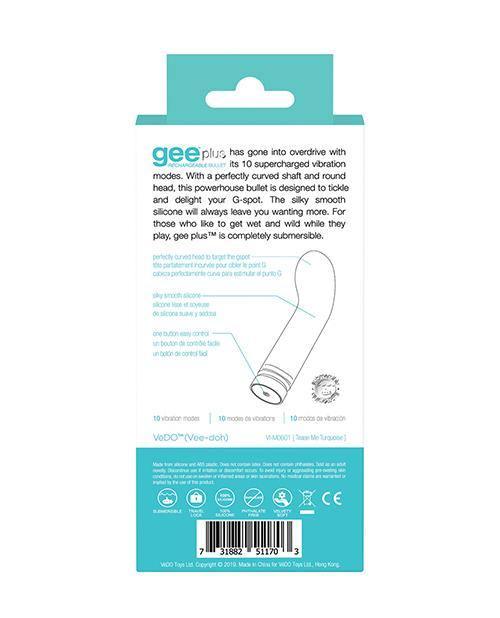 image of product,Vedo Gee Plus Rechargeable Vibe - Tease Me Turquoise - SEXYEONE