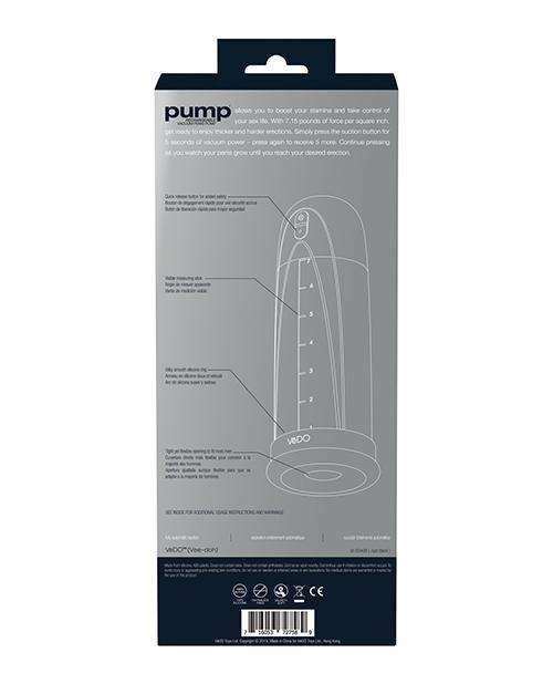 Vedo Pump Rechargeable Vacuum Penis Pump - Just Black - SEXYEONE