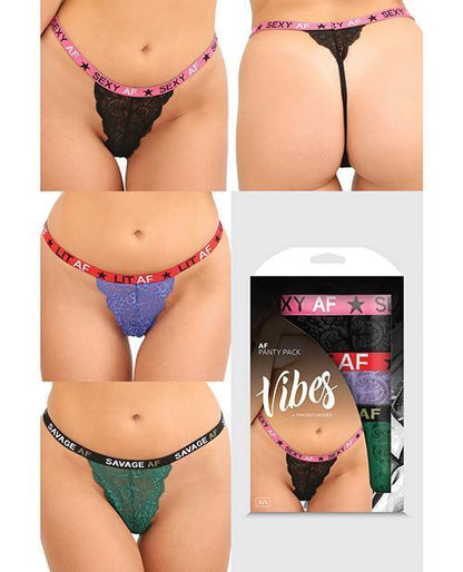 Vibes Af 3 Pack Thongs Assorted Colors O-s - SEXYEONE