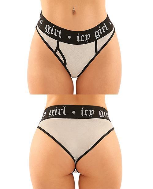 product image, Vibes Buddy Pack Icy Girl Metallic Boy Brief & Lace Thong Black - SEXYEONE