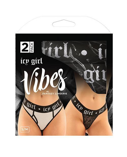 product image,Vibes Buddy Pack Icy Girl Metallic Boy Brief & Lace Thong Black - SEXYEONE