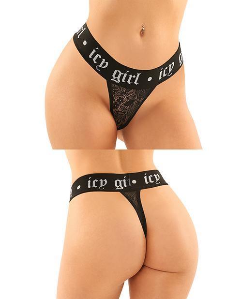 image of product,Vibes Buddy Pack Icy Girl Metallic Boy Brief & Lace Thong Black - SEXYEONE