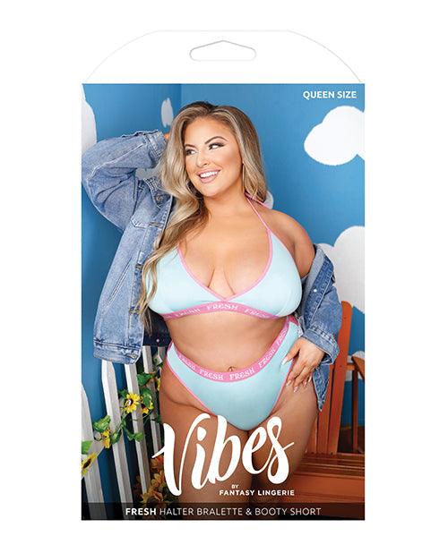 image of product,Vibes Fresh Halter Bralette & Booty Short Light Blue Qn - SEXYEONE