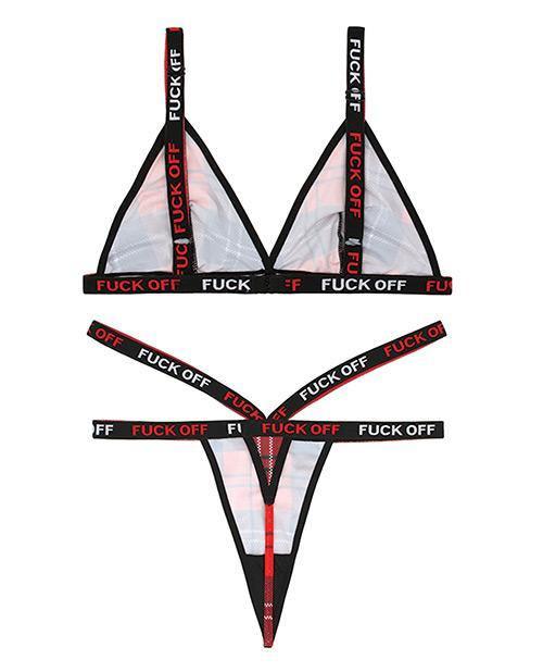 image of product,Vibes Fuck Off Bralette and Thong Plaid - SEXYEONE