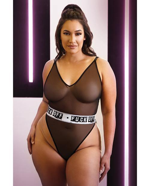 product image, Vibes Fuck Off Mesh Playsuit Black Qn - SEXYEONE