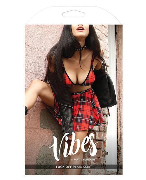 image of product,Vibes Fuck Off Skirt Plaid - SEXYEONE