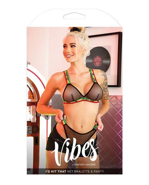 image of product,Vibes I'd Hit That Net Bralette & Panty Black - SEXYEONE