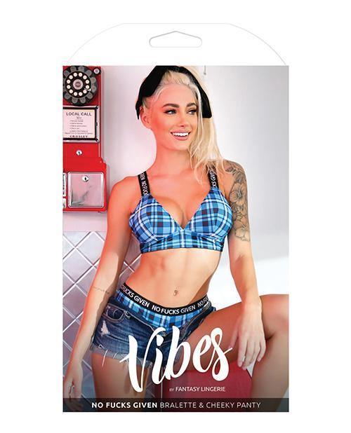 image of product,Vibes No Fuck Given Bralette & Cheeky Panty Monday Blue - SEXYEONE