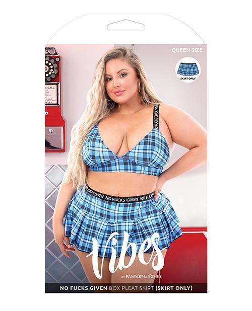 product image,Vibes No Fucks Given Box Pleat Skirt Monday Blue Qn - SEXYEONE