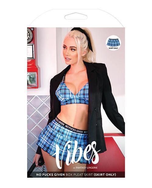 image of product,Vibes No Fucks Given Box Pleat Skirt Monday Blue - SEXYEONE